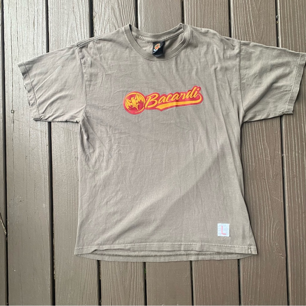 Vintage Bacardi Breezer Shirt Mens Sz L Beige Alcohol Rum Promo Tee Beer 90s